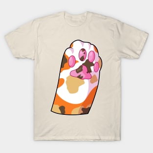 cute little calico cat's paw saying hello! T-Shirt